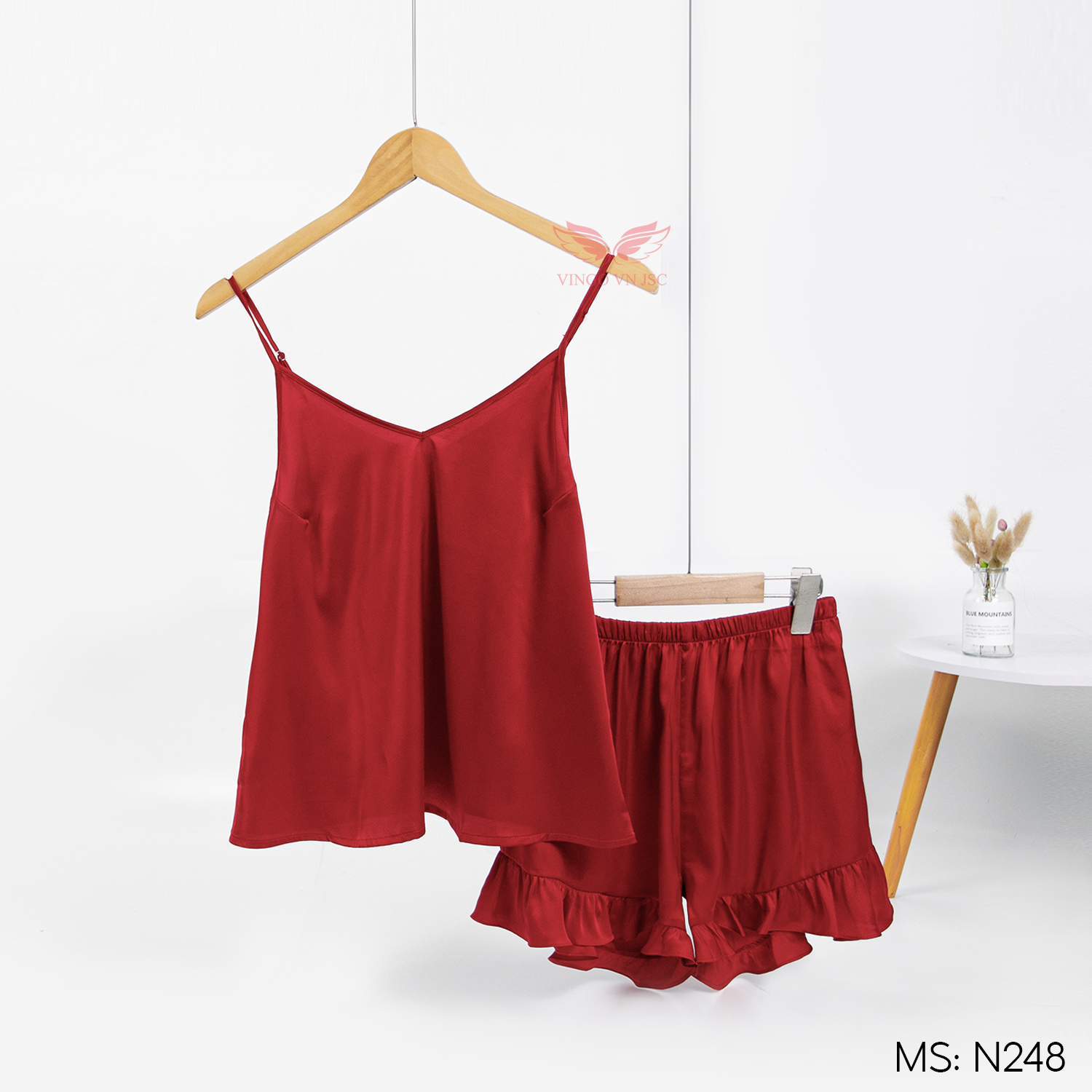 Mô tả Bộ ngủ 2 dây lụa mặc nhà VINGO mùa Hè N248 VNGO - 9