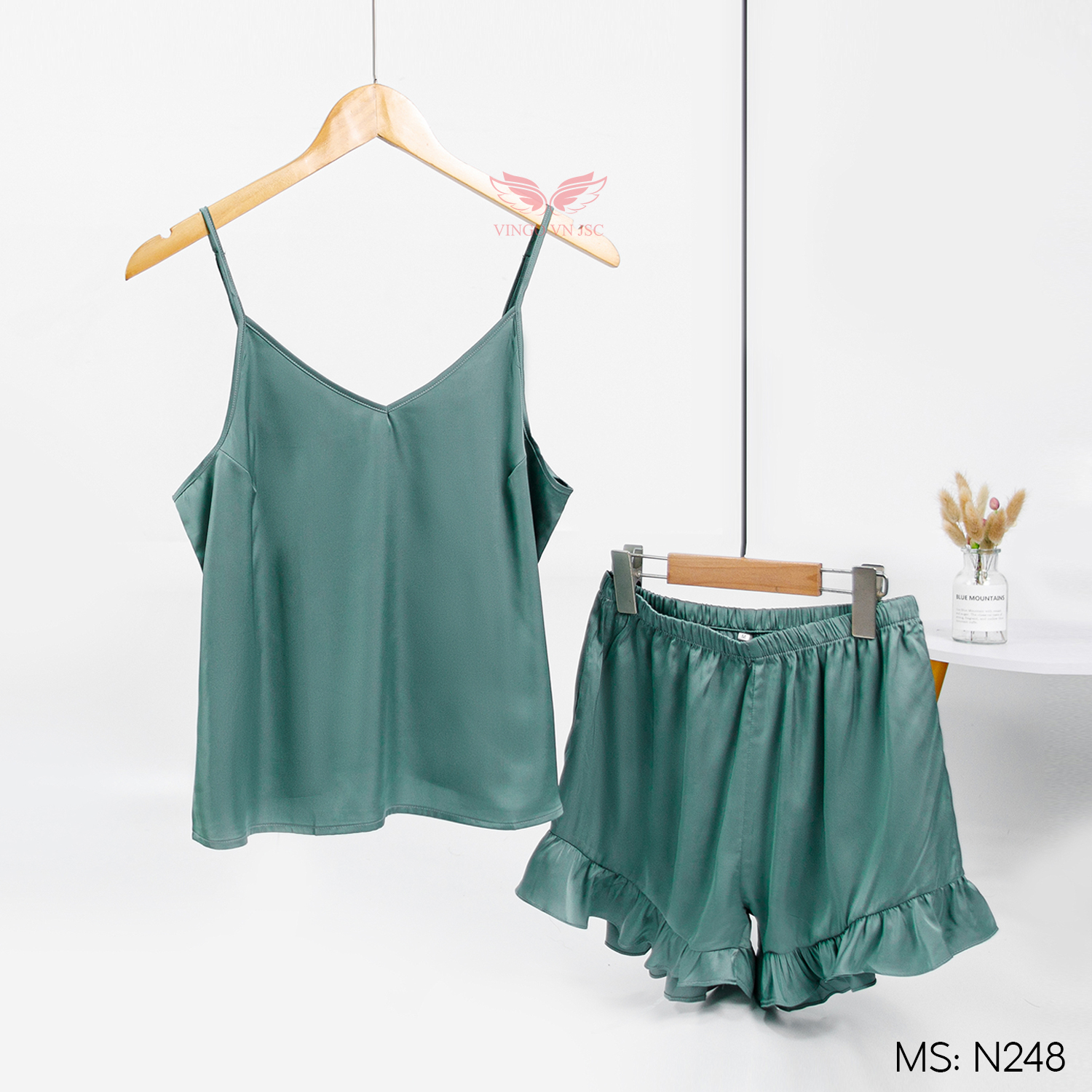 Mô tả Bộ ngủ 2 dây lụa mặc nhà VINGO mùa Hè N248 VNGO - 10