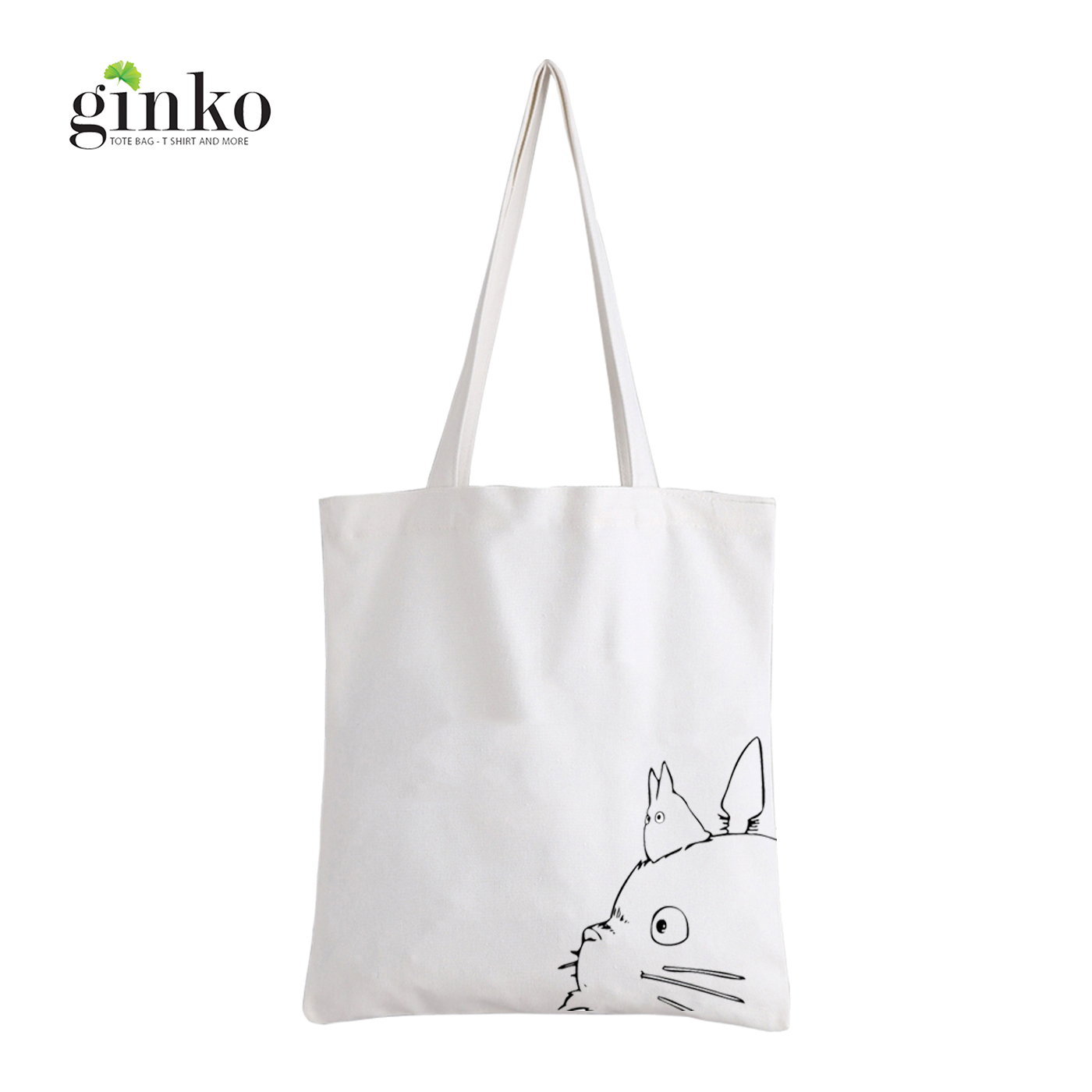 Mô tả Túi tote Vải Canvas GINKO Kiểu Basic có dây kéo khóa ( túi con bên trong ) In Hình Totoro M47-G127 - 2