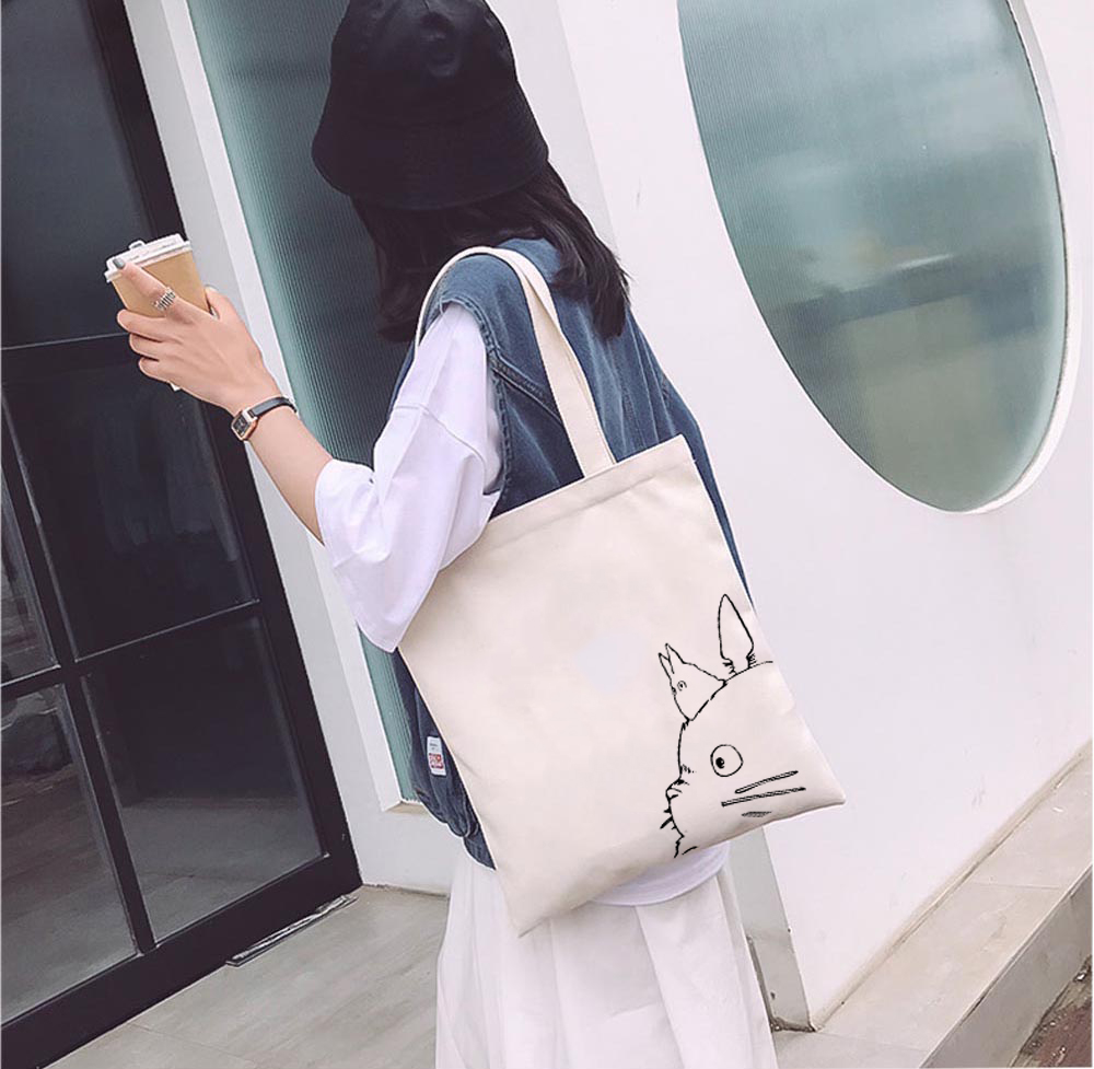 Mô tả Túi tote Vải Canvas GINKO Kiểu Basic có dây kéo khóa ( túi con bên trong ) In Hình Totoro M47-G127 - 9