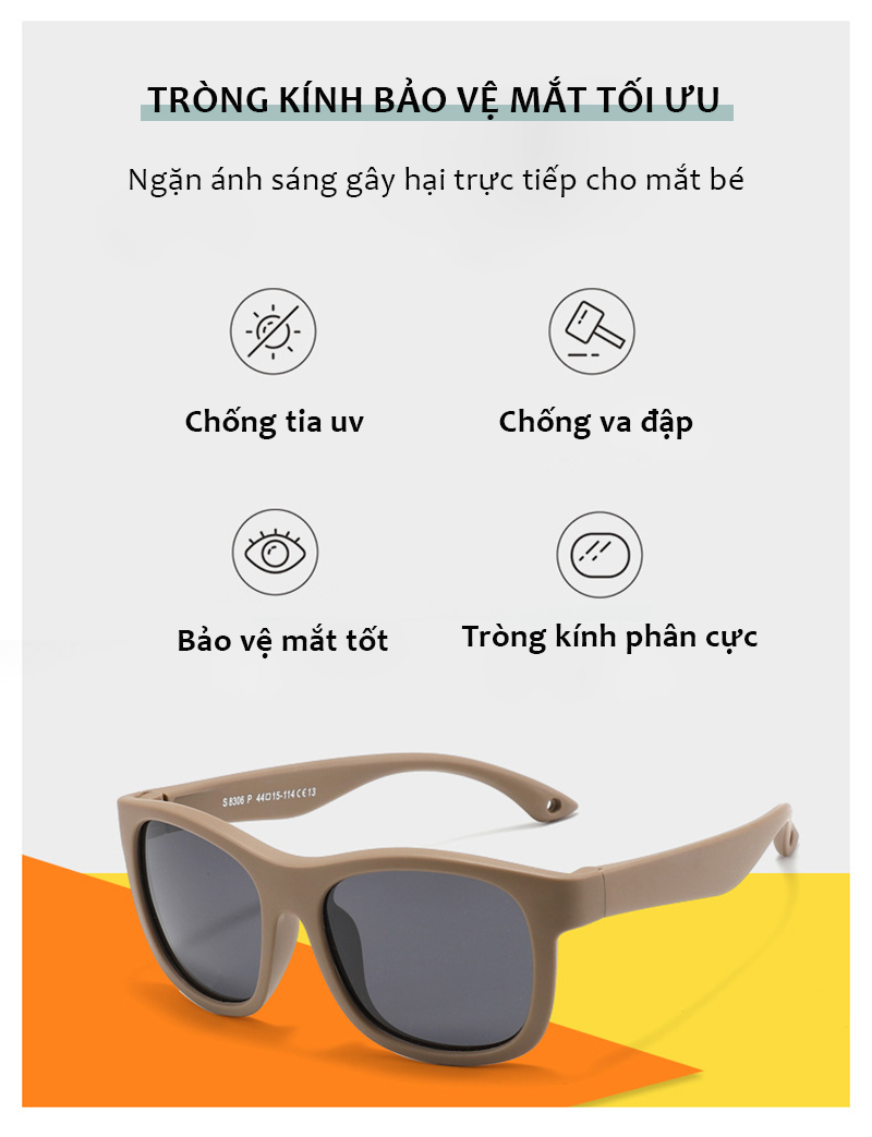 Mô tả Kính Mát Chống UV Tròng Phân Cực Cho Bé Từ 0-2 Tuổi Kèm Dây Chống Tuột Gọng Đàn Hồi Tốt An Toàn Thời Trang AK136 - 3