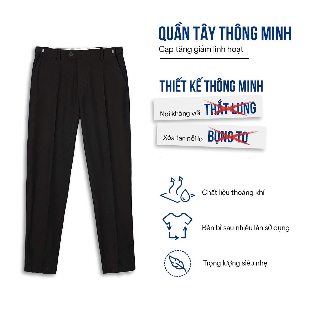 Mô tả Quần tây âu Sidetab ống rộng cạp điều chỉnh phong cách Hàn Quốc ELNIDO - 4