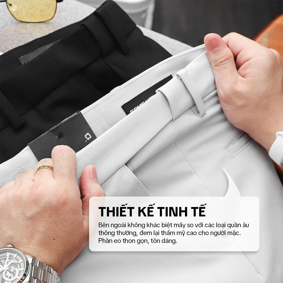 Mô tả Quần tây âu Sidetab ống rộng cạp điều chỉnh phong cách Hàn Quốc ELNIDO - 5