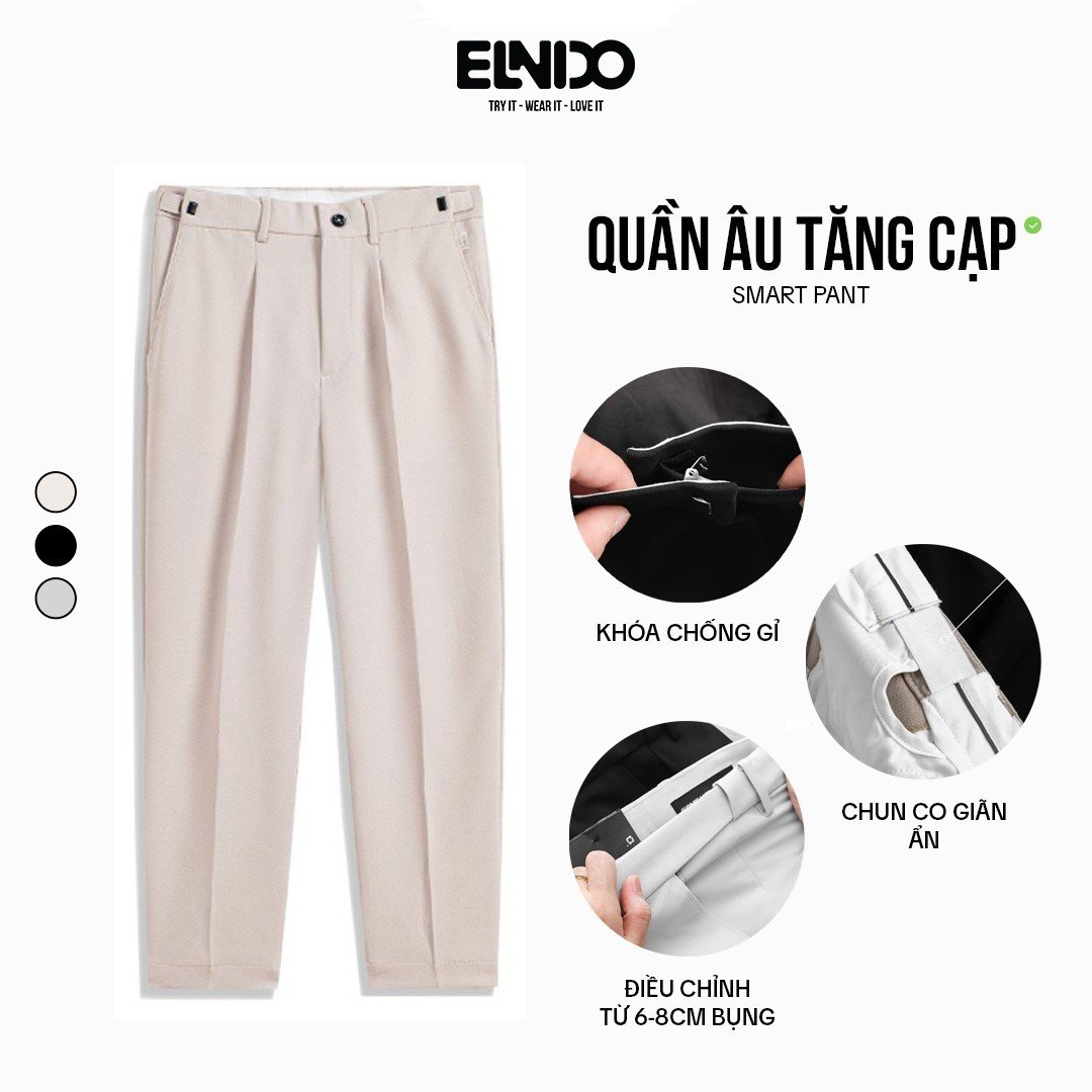 Mô tả Quần tây âu Sidetab ống rộng cạp điều chỉnh phong cách Hàn Quốc ELNIDO - 6