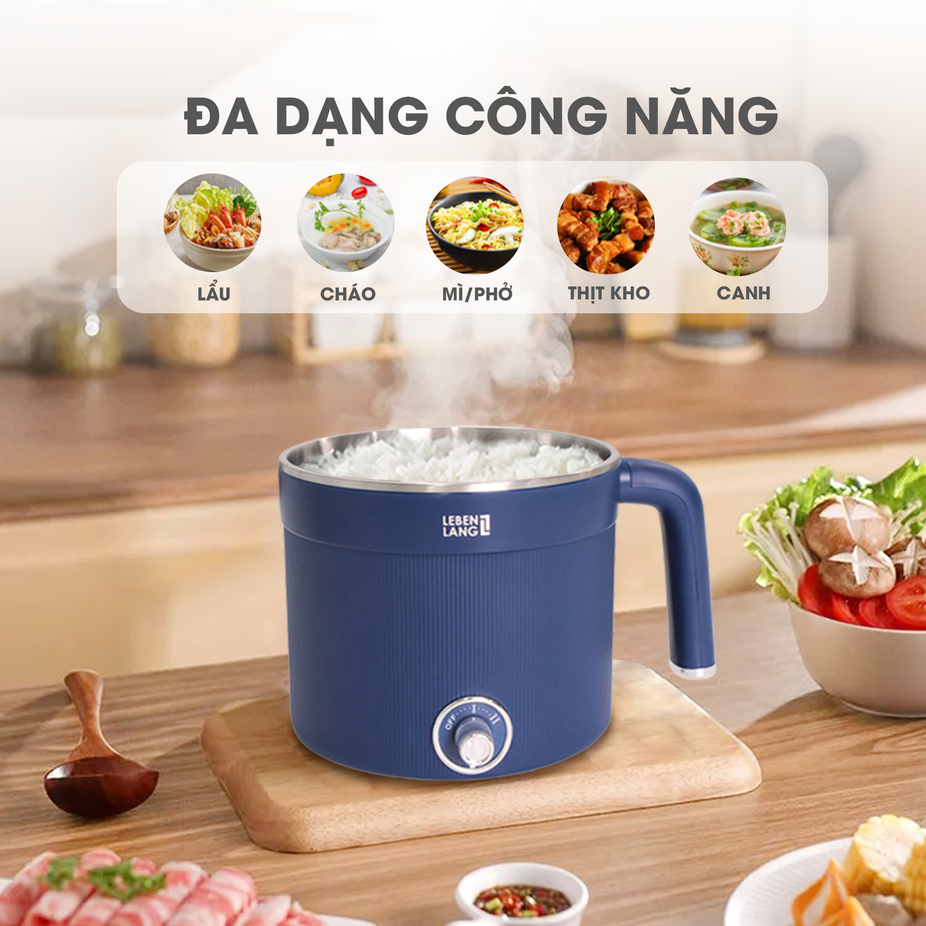 Mô tả Nồi lẩu điện đa năng Lebenlang LBL0606, dung tích 600W, dung tích 1500ml, bảo hành 2 năm- chính hãng - 3