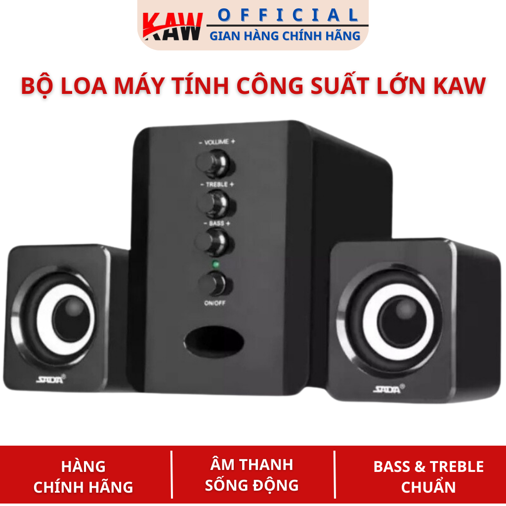 Bộ 3 Loa Máy Tính KAW D202 Bass Căng- Âm Thanh Sống Động - Bảo Hành 12 Tháng Toàn Quốc - ảnh 8