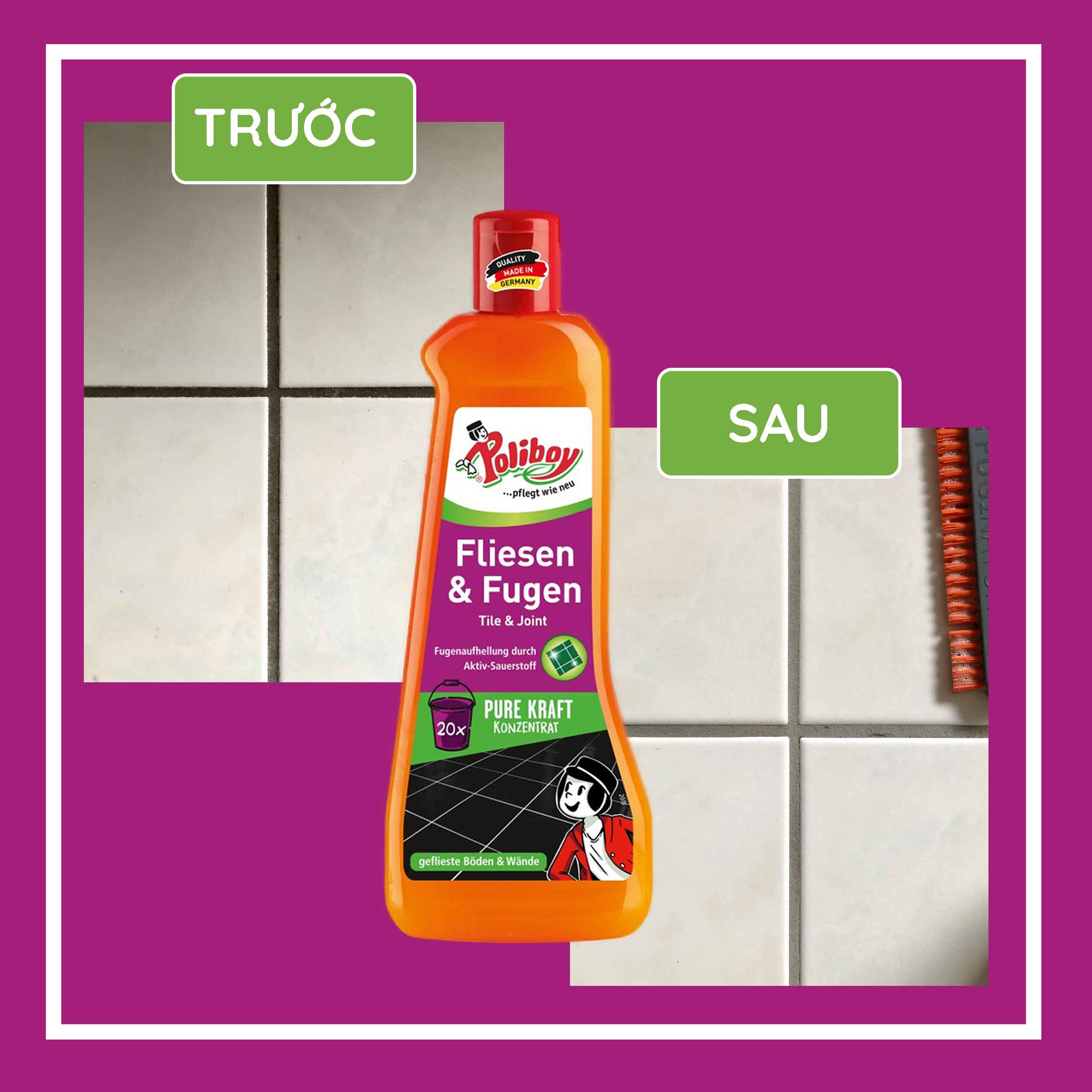 Mô tả Nước Tẩy Trắng Ron Gạch POLIBOY Tẩy Trắng Chỉ Gạch, Làm Sạch Đường Nối Gạch 500ml Không Gây Hại Gạch Men - 1