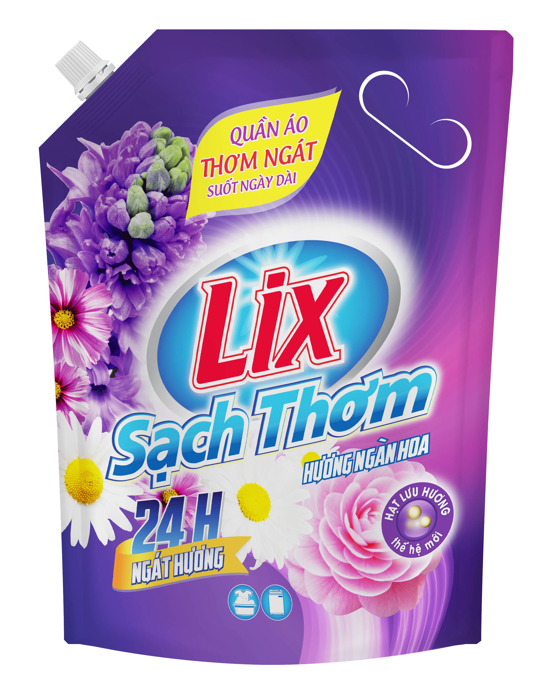 Mô tả Nước giặt Lix sạch thơm hương ngàn hoa TÚI sạch nhanh vết bẩn N7403 và N7402 thơm hơn và lưu hương hơn - Lixco Việt Nam - 2