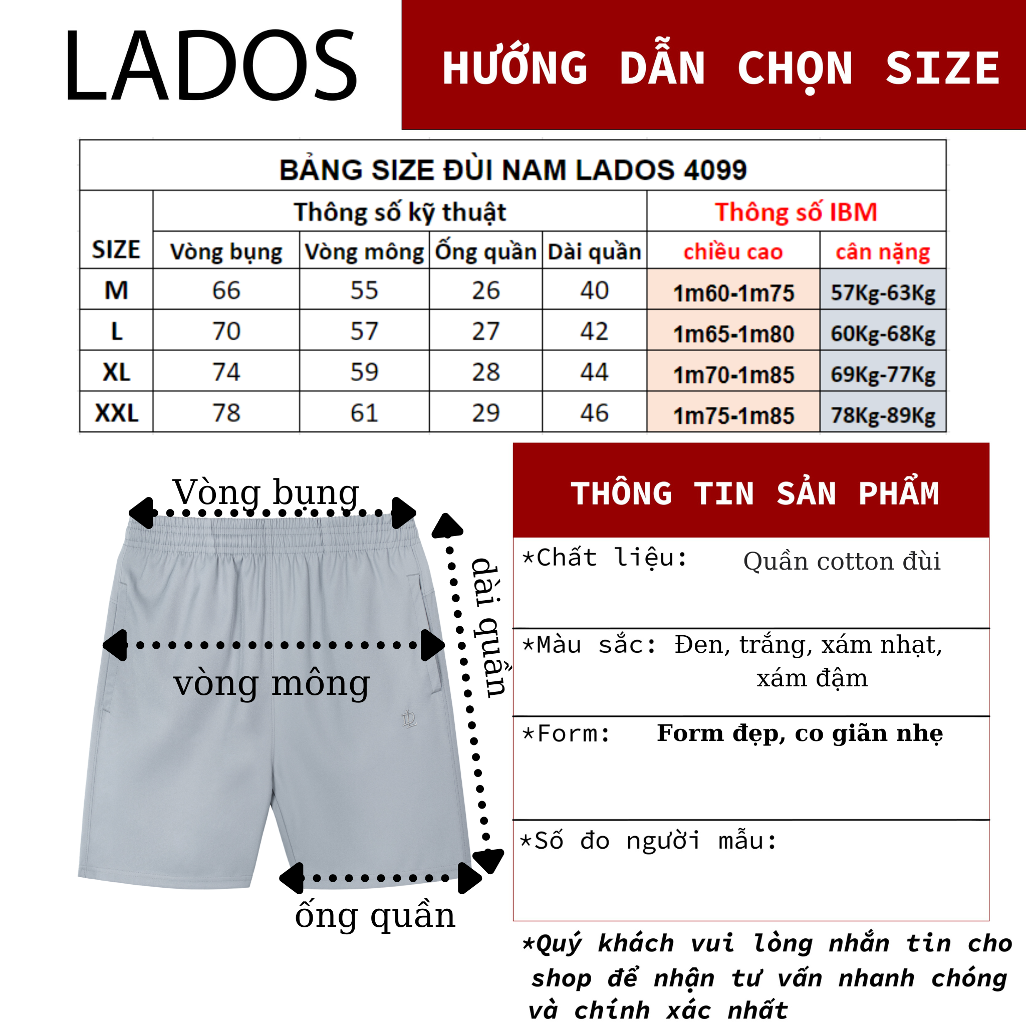 Mô tả Quần short đùi nam chất mango mịn, mát cao cấp LADOS-4099 có dây rút, túi tiện lợi, dạo phố, tập gym, chạy bộ - 4