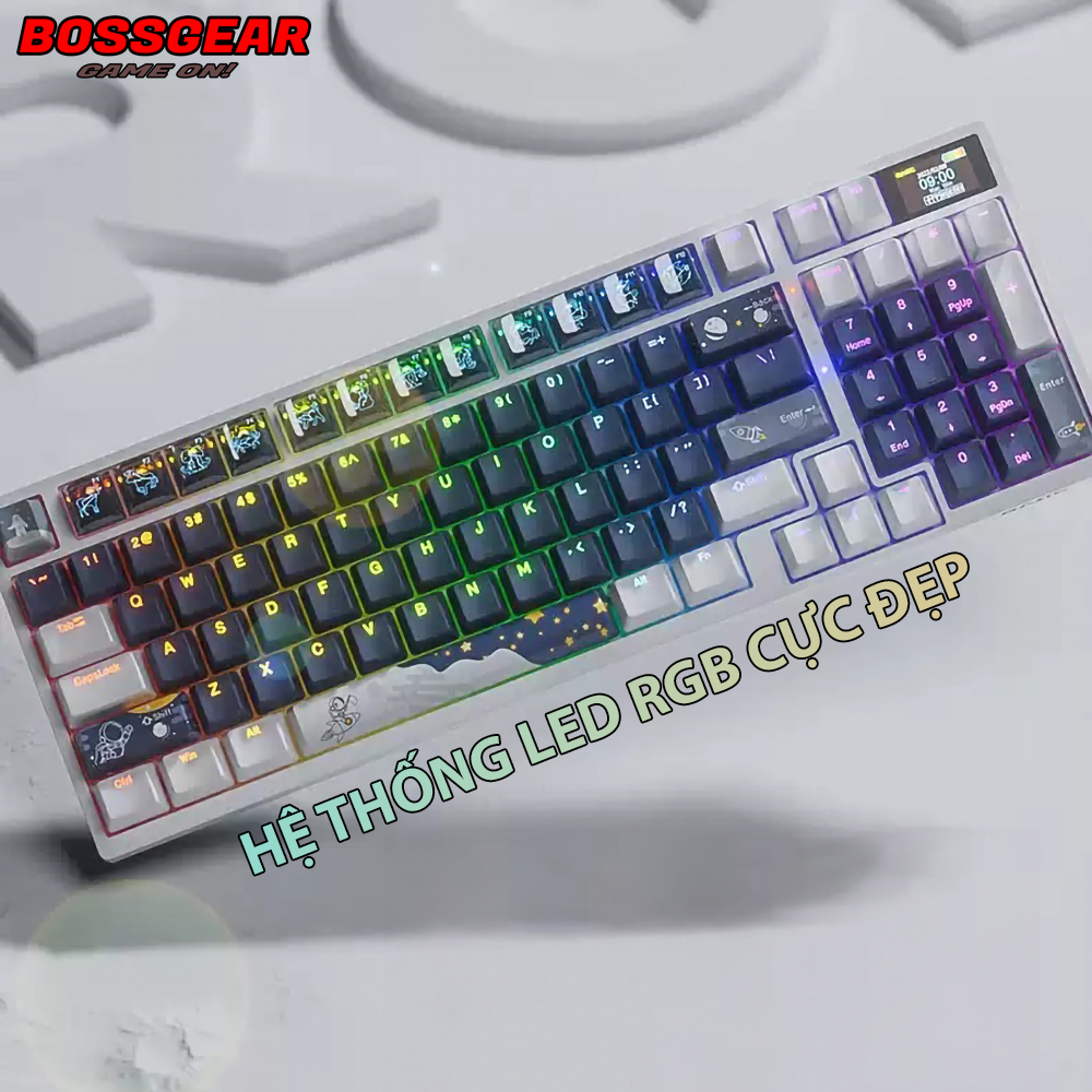 Bàn Phím Cơ Không Dây BASIC BK98 RGB Phiên Bản 3 Modes, Có Màn Hình Phụ ...