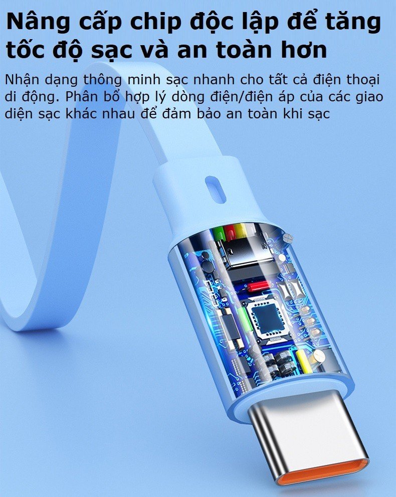 Mô tả Dây sạc 3 đầu Gutek C30 sạc nhanh 100W cho các dòng điện thoại cổng Type-C Androi iP Light dây rút gọn gàng - 2