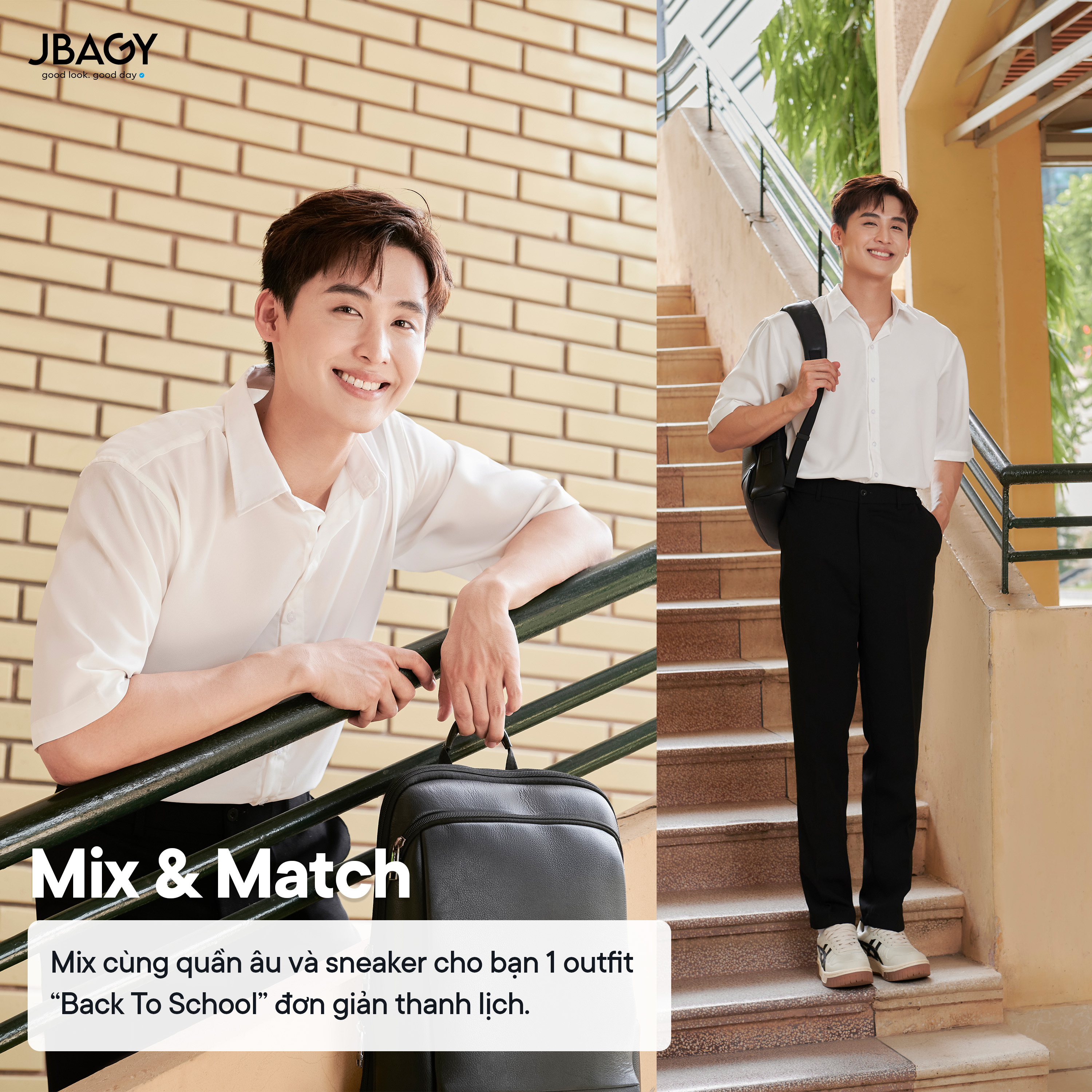Mô tả Outlet | Áo sơ mi cộc tay nam JBAGY, vải lụa trắng cao cấp phù hợp cho học sinh sinh viên đi học đi làm - JS02 - 4
