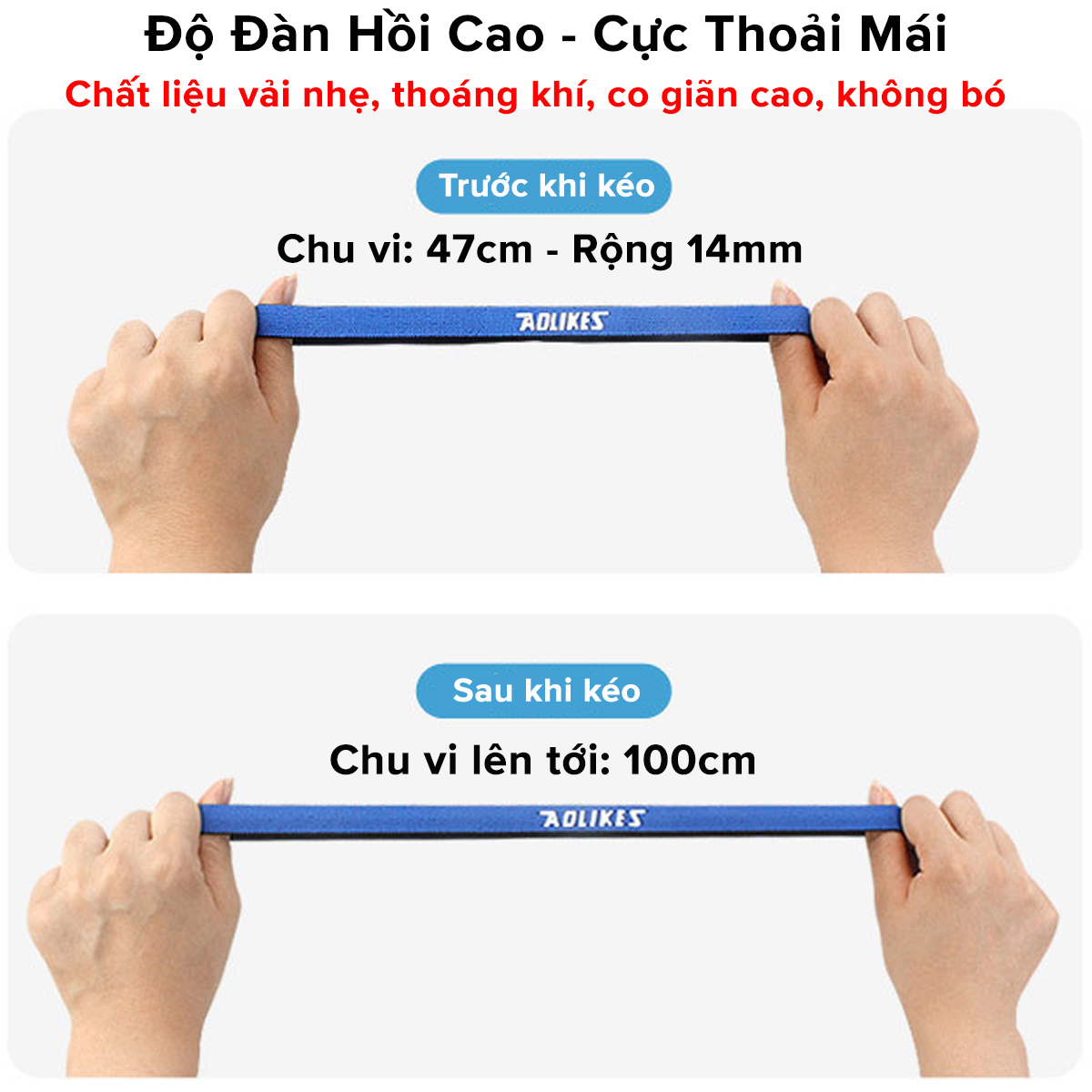 Mô tả Băng Đô Thể Thao Chặn Mồ Hôi Trán Nam Nữ Headband AL2101 Bản Nhỏ Co Giãn Chống Trượt Tập Thể Thao Chính Hãng Aolikes - 3