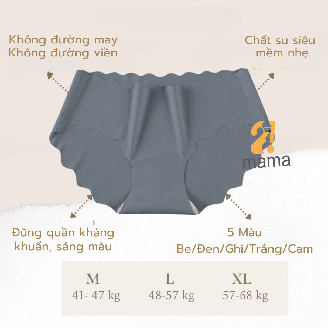 Mô tả Quần Lót Nữ Su Đúc Không Viền Siêu Mềm Mại Thoáng Mát Mặc Thường Và Sau Sinh 2mama V33 - 1