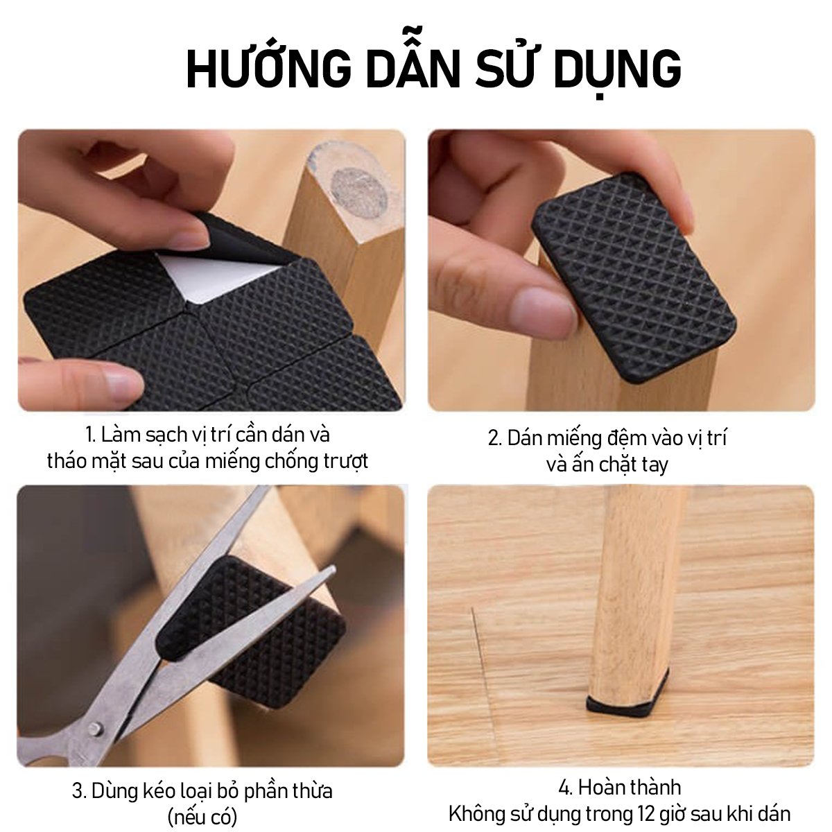 Mô tả Miếng Dán Chân Bàn Ghế Chống Trượt Lót Chân Bàn Ghế Chống Ồn Chống Xước Nền Nhà - 4