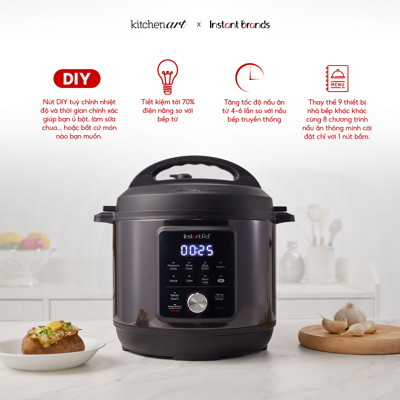 Mô tả Nồi áp suất điện đa năng Instant Pot Essential 9in1, 5,7L, bảo hành 12 tháng - 4