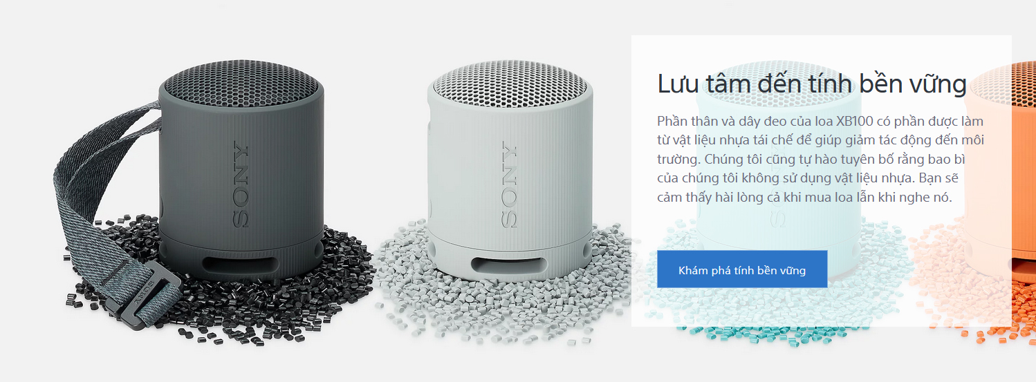 Mô tả Loa Bluetooth Mini Chống Nước Sony XB100, Nhỏ Gọn Cá Tính - Âm Bass Mạnh Mẽ Sôi Động (SRS-XB100) - 4