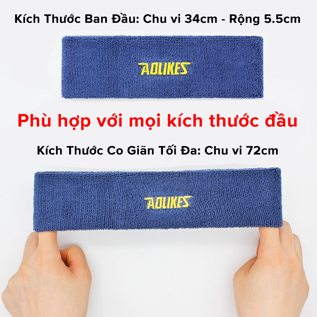 Mô tả Băng Đô Đeo Trán Ngăn Mồ Hôi Bản To Siêu Thấm Hút Cotton Dày Dặn Thoáng Khí Sweatband AL2108 Chạy Bộ Gym Hãng Aolikes - 5