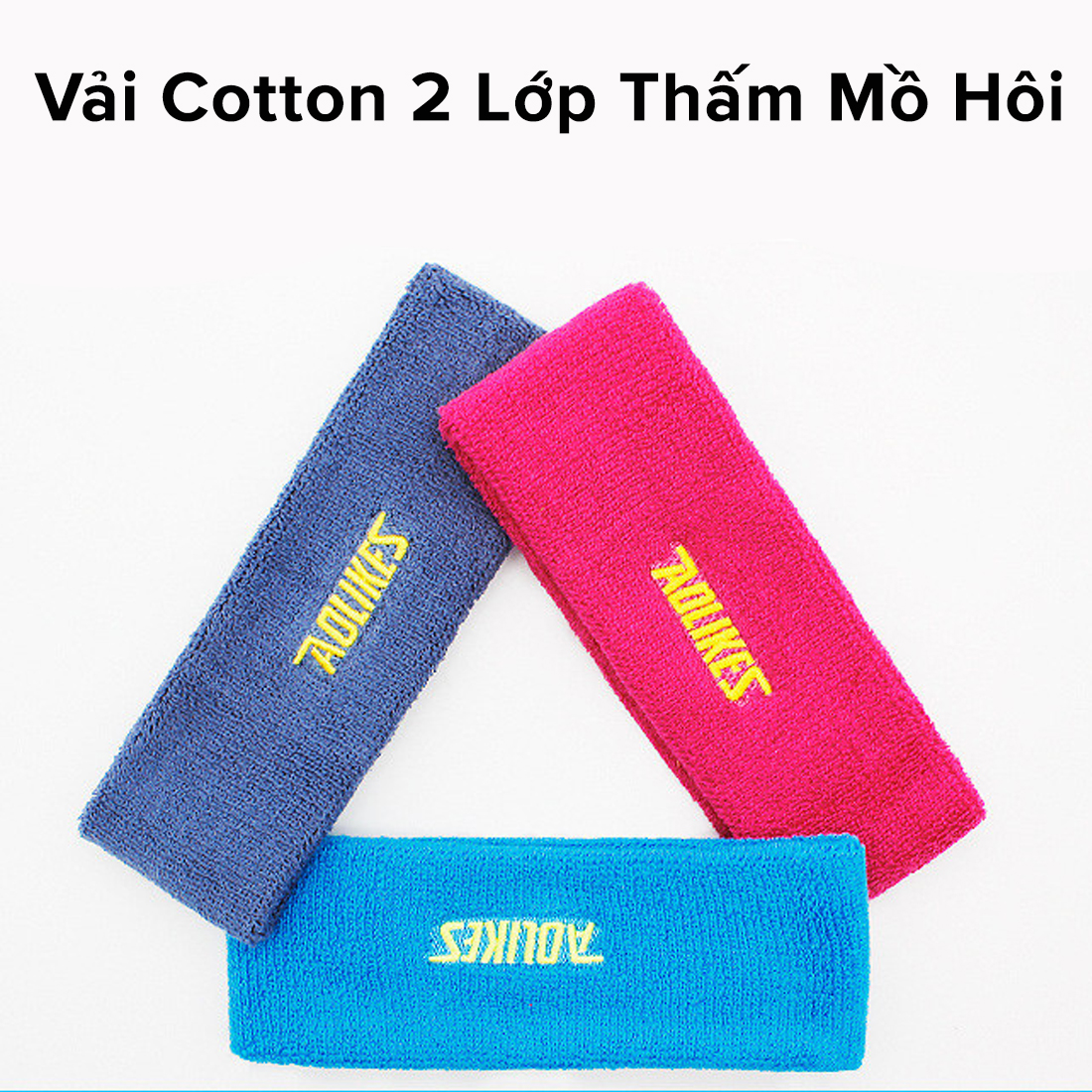Mô tả Băng Đô Đeo Trán Ngăn Mồ Hôi Bản To Siêu Thấm Hút Cotton Dày Dặn Thoáng Khí Sweatband AL2108 Chạy Bộ Gym Hãng Aolikes - 9