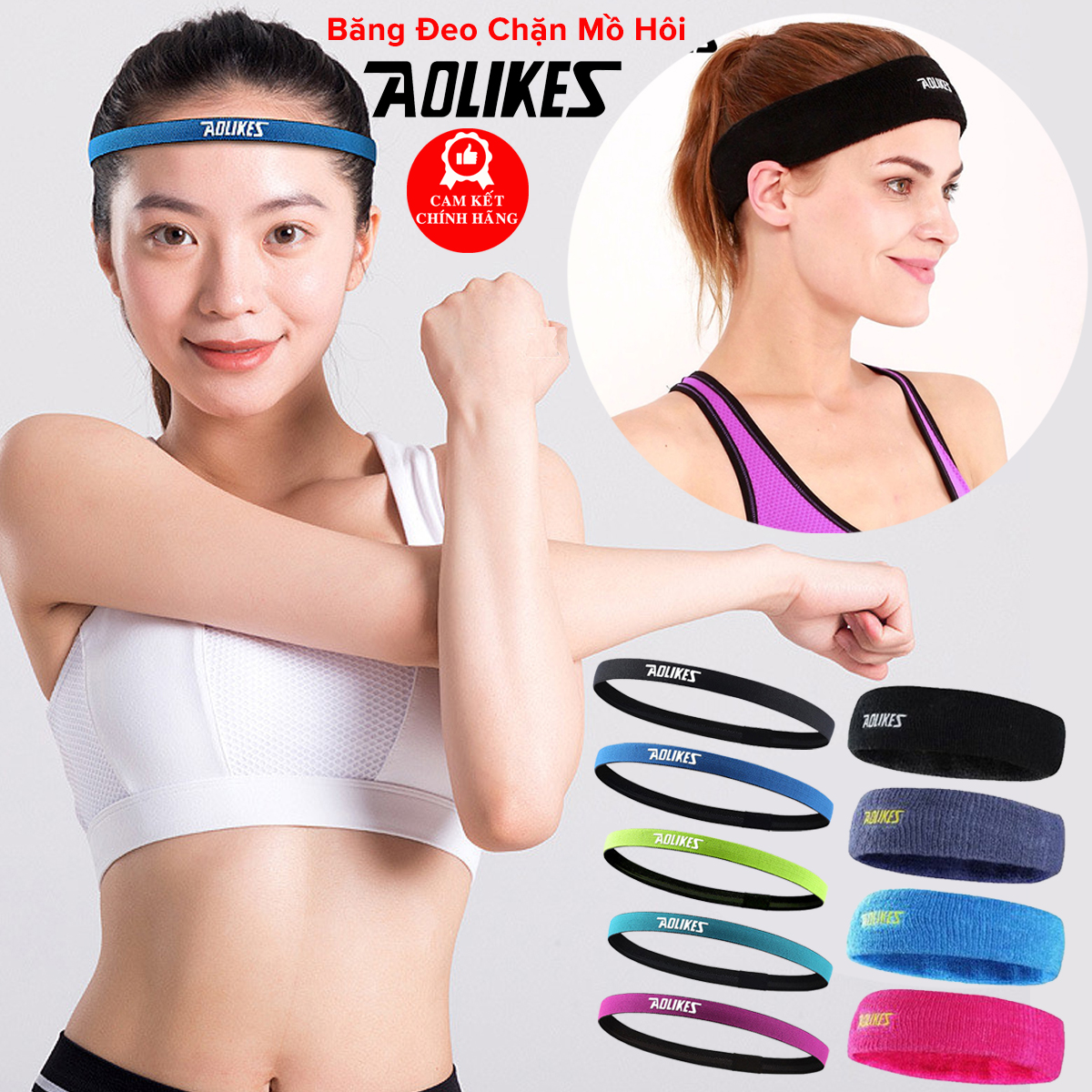Mô tả Băng Đô Đeo Trán Ngăn Mồ Hôi Siêu Thấm Hút Dày Dặn Thoáng Khí Headband Chạy Bộ Tập Gym Thể Thao Chính Hãng Aolikes - 1