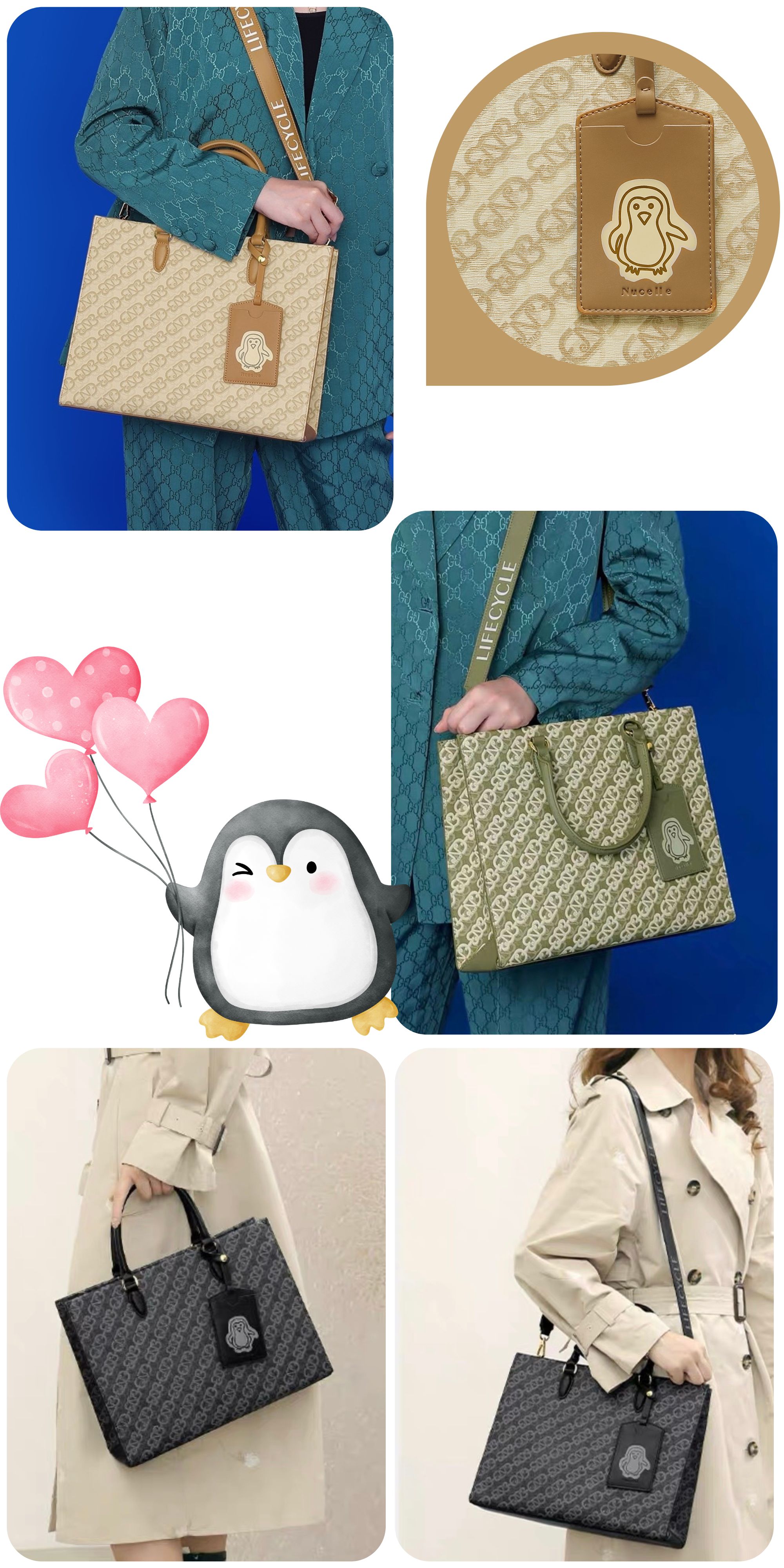 Mô tả Túi xách Tote bag nữ Nucelle size to charm ví chim cánh cụt đi chơi, đi làm, đựng laptop... ViAnh Store 1172071 - 2