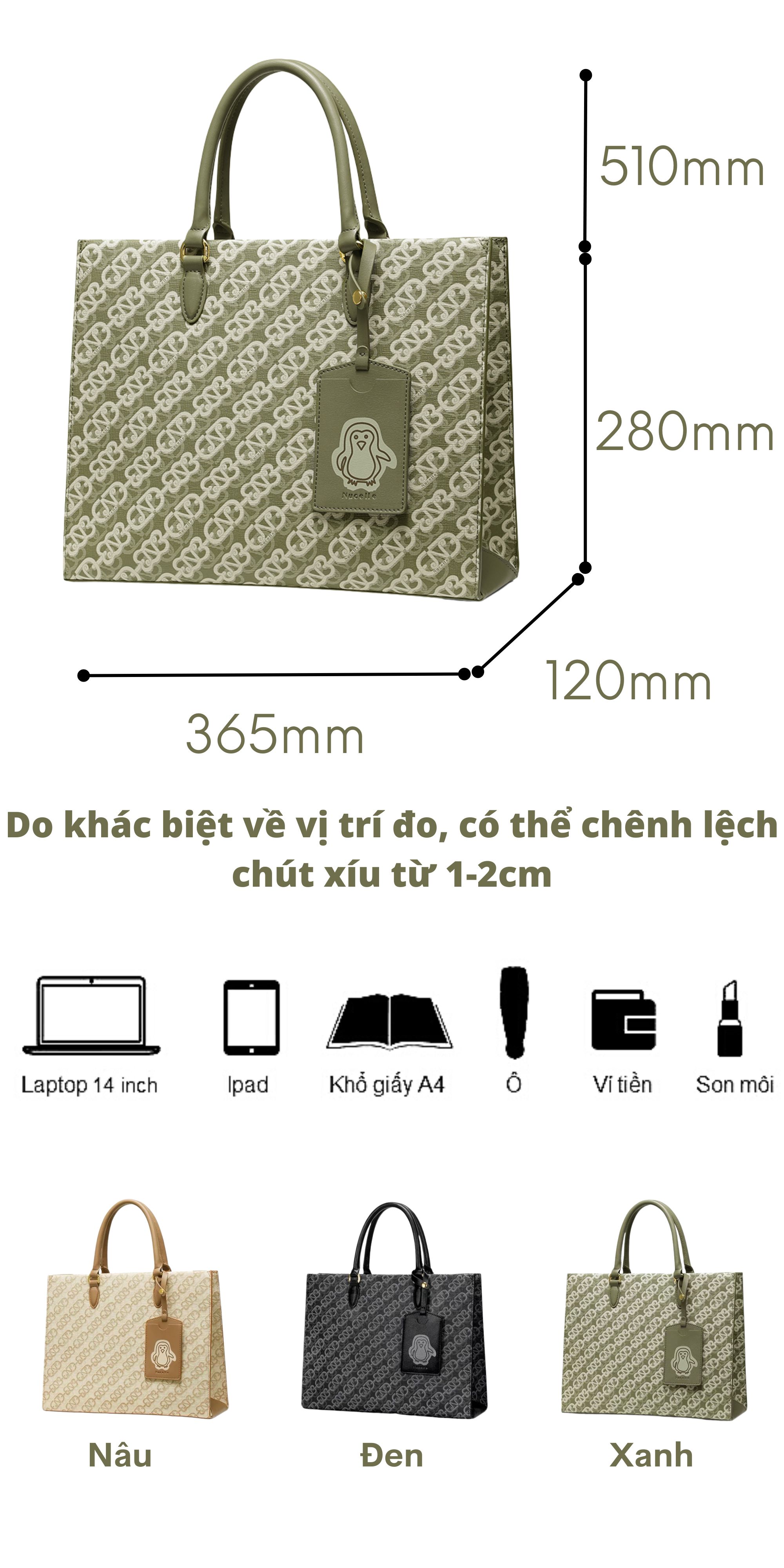 Mô tả Túi xách Tote bag nữ Nucelle size to charm ví chim cánh cụt đi chơi, đi làm, đựng laptop... ViAnh Store 1172071 - 4
