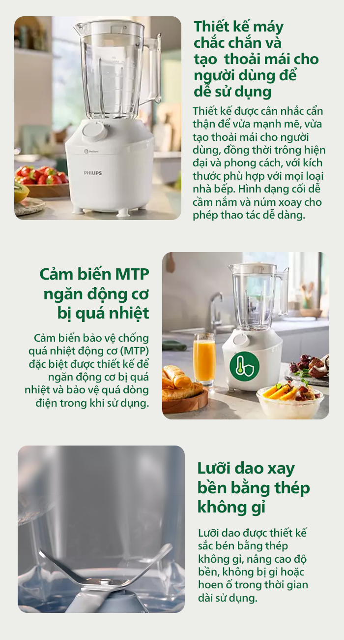 Mô tả Máy xay sinh tố PHILIPS HR2041 /10 | 450W |xay nhuyễn trong 45s - Hàng Chính Hãng - 2