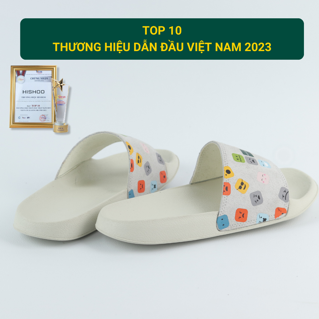 Mô tả Dép quai ngang slipper Icon Cảm Xúc Emoji cao cấp nam, nữ  HISHOO siêu nhẹ da Bò lộn thời trang size 36 - 45 U112 - 6