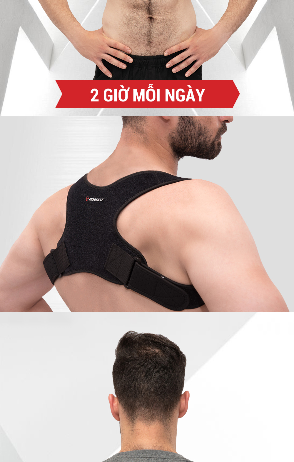 Mô tả Đai chống gù lưng nam, nữ chính hãng GoodFit đai định hình cơ thể chất liệu bền, thoáng khí GF711P - 7