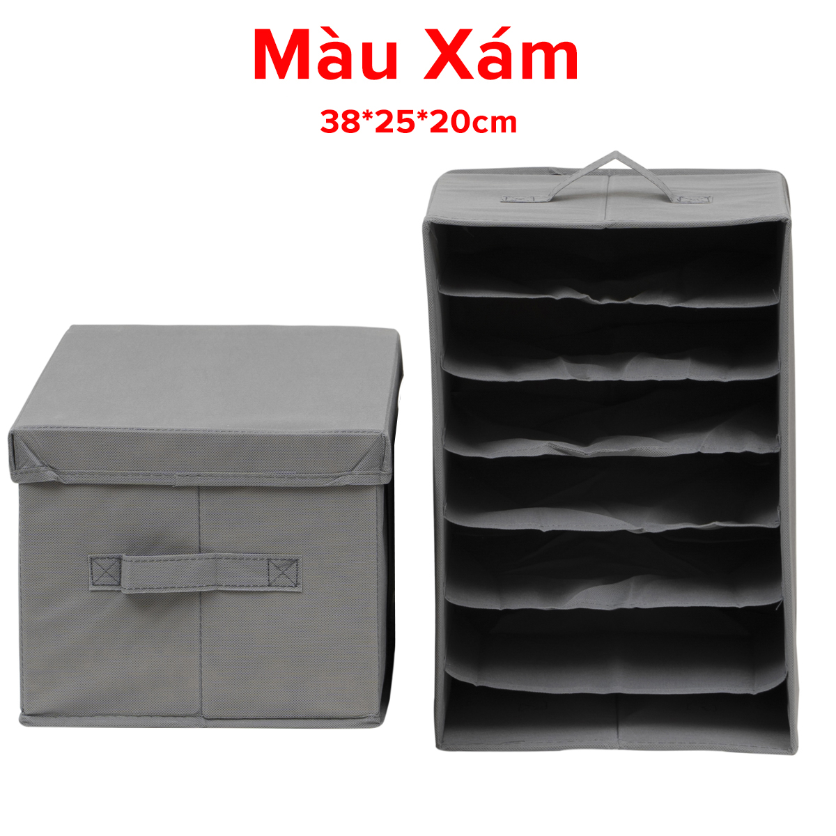 Mô tả Bộ 2 Túi Vải Đựng Quần Áo Đồ Lót Tất Chia 7 Ngăn Gọn Gàng Tiện Lợi Vải Oxford Hộp Vải Đựng Đồ HQ2a Chính Hãng Amalife - 4