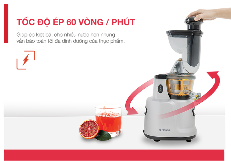 Mô tả Máy ép chậm Hafele họng lớn HS-J42S 535.43.392 - 2