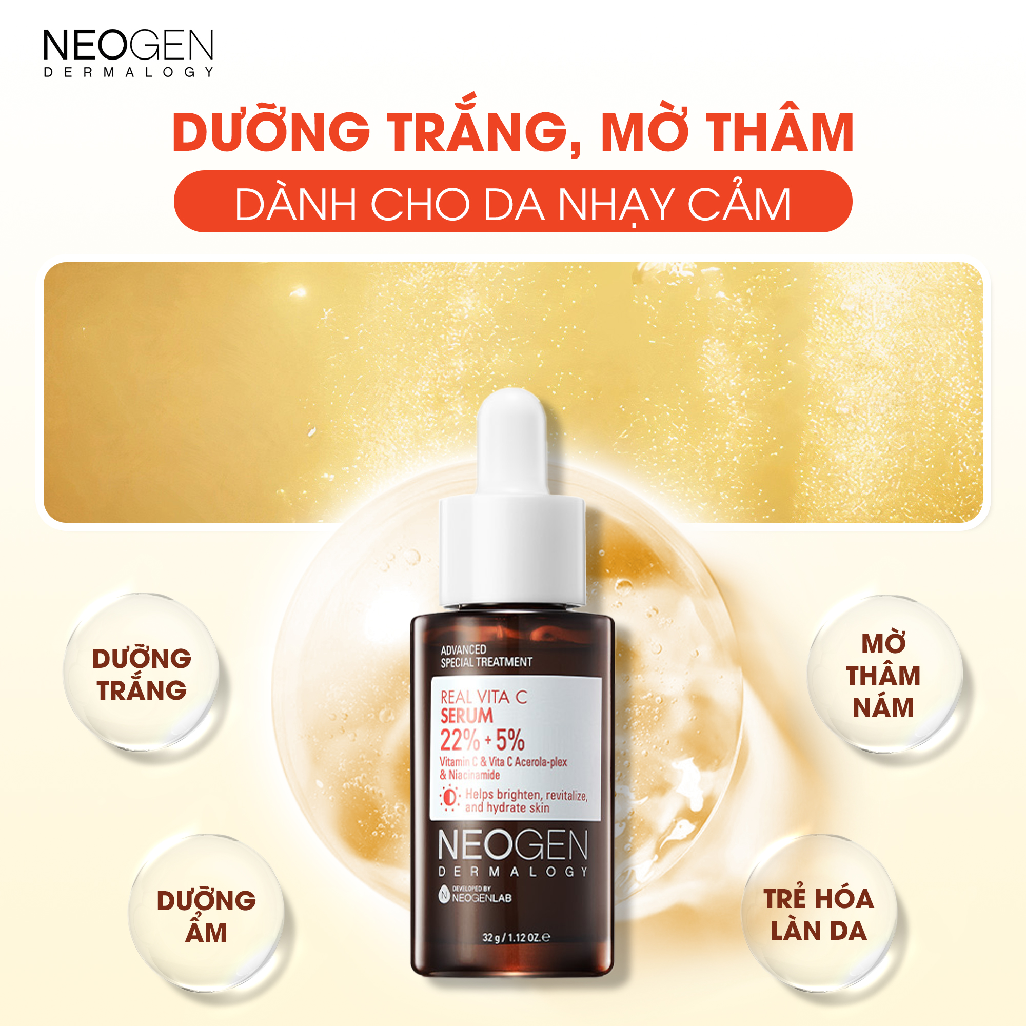 Siêu Tinh Chất Mờ Thâm Dưỡng Trắng Vitamin C SAP 22% Neogen Dermalogy ...