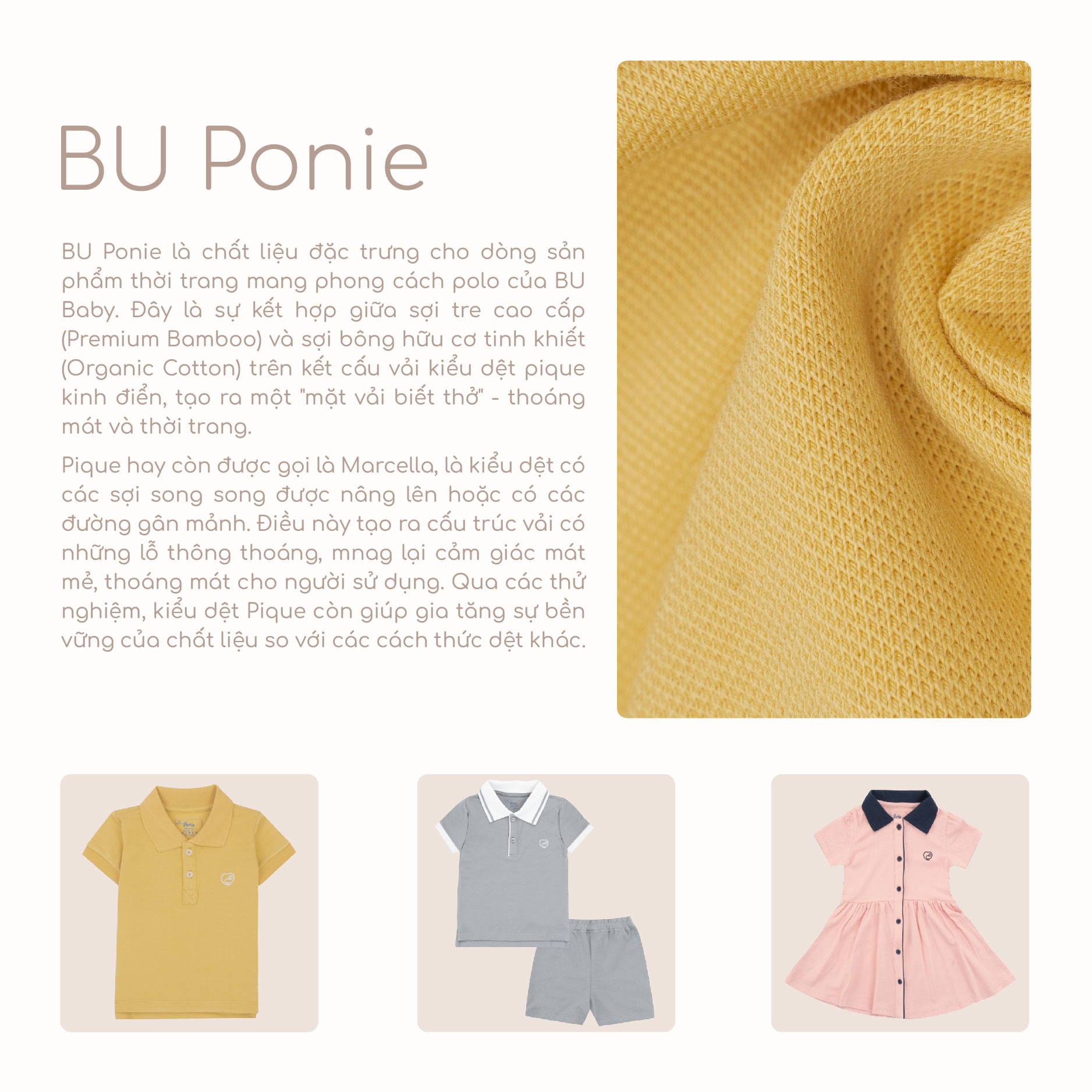 Mô tả Bộ quần áo ngắn tay cổ Polo BU Baby cho bé chất liệu sợi tre và bông hữu cơ - Ponie BPN130308 | Quần áo chính hãng - 2