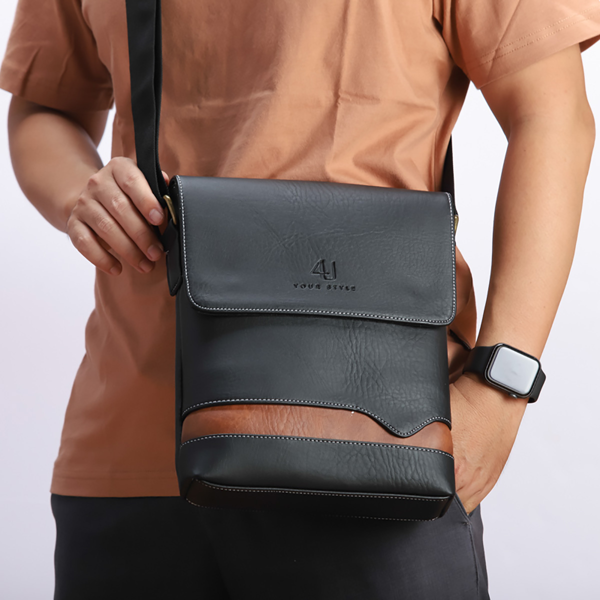 Mô tả Túi Đeo Chéo Da Nam 4U Thời Trang D274 - 3