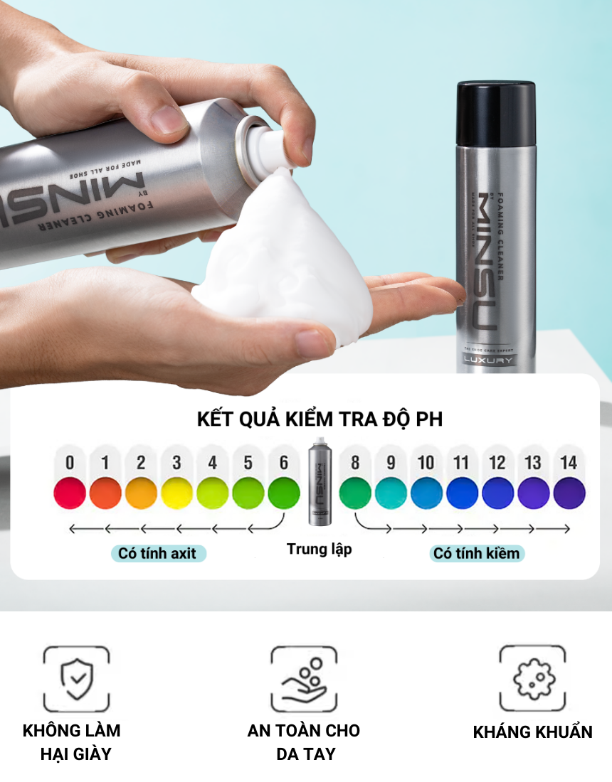 Mô tả Chai Xịt Vệ Sinh Giày MINSU LUXURY Bọt Tuyết NANO M5955 Giặt Khô Siêu Tốc Bảo Vệ Giày Khỏi Bị Ố Vàng, Phai Màu - 9