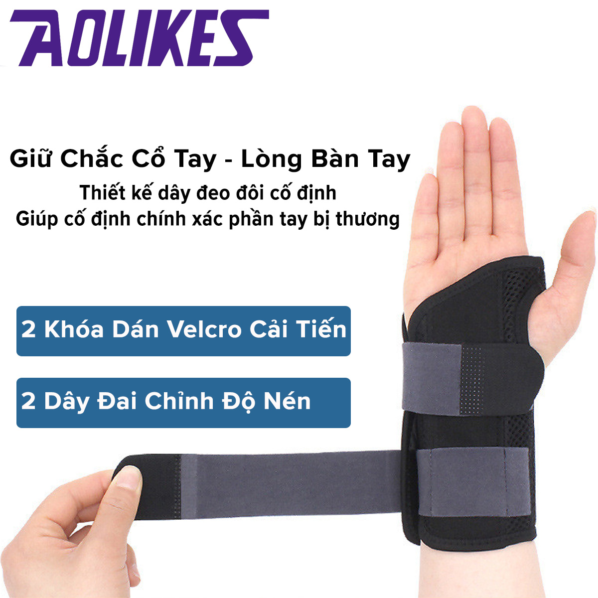 Mô tả Đai Nẹp Cố Định Khớp Cổ Tay Với 2 Thanh Nẹp Trên Dưới AL 1671 Chính Hãng AOLIKES Cho Người Chấn Thương Bong Gân Cổ Tay - 9