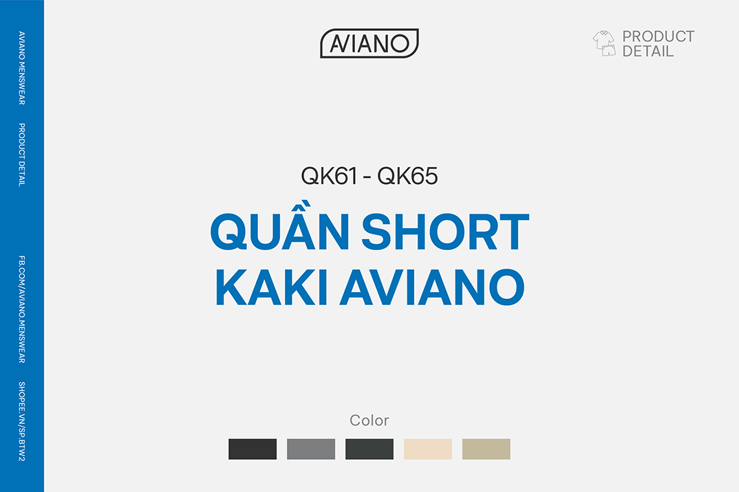 Mô tả Quần Short Nam AVIANO Vải Kaki, Quần Đùi Nam Cạp Cúc Màu Basic - 1