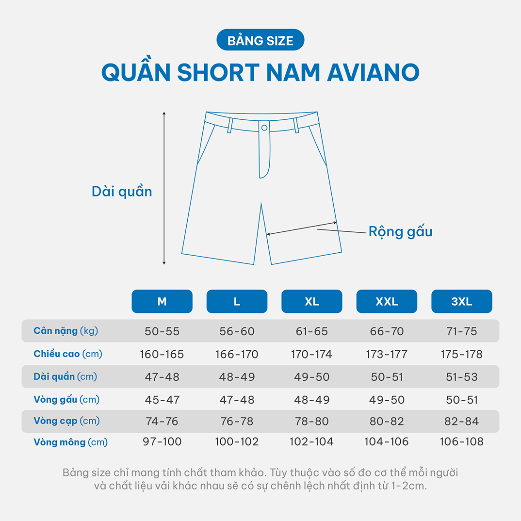 Mô tả Quần Short Nam AVIANO Vải Kaki, Quần Đùi Nam Cạp Cúc Màu Basic - 2