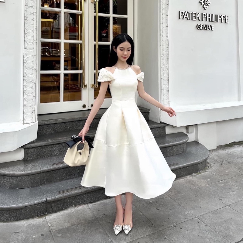 Túi Chow bag Hérisson màu kem + nơ đen bản xách tay(không có quai đeo ...