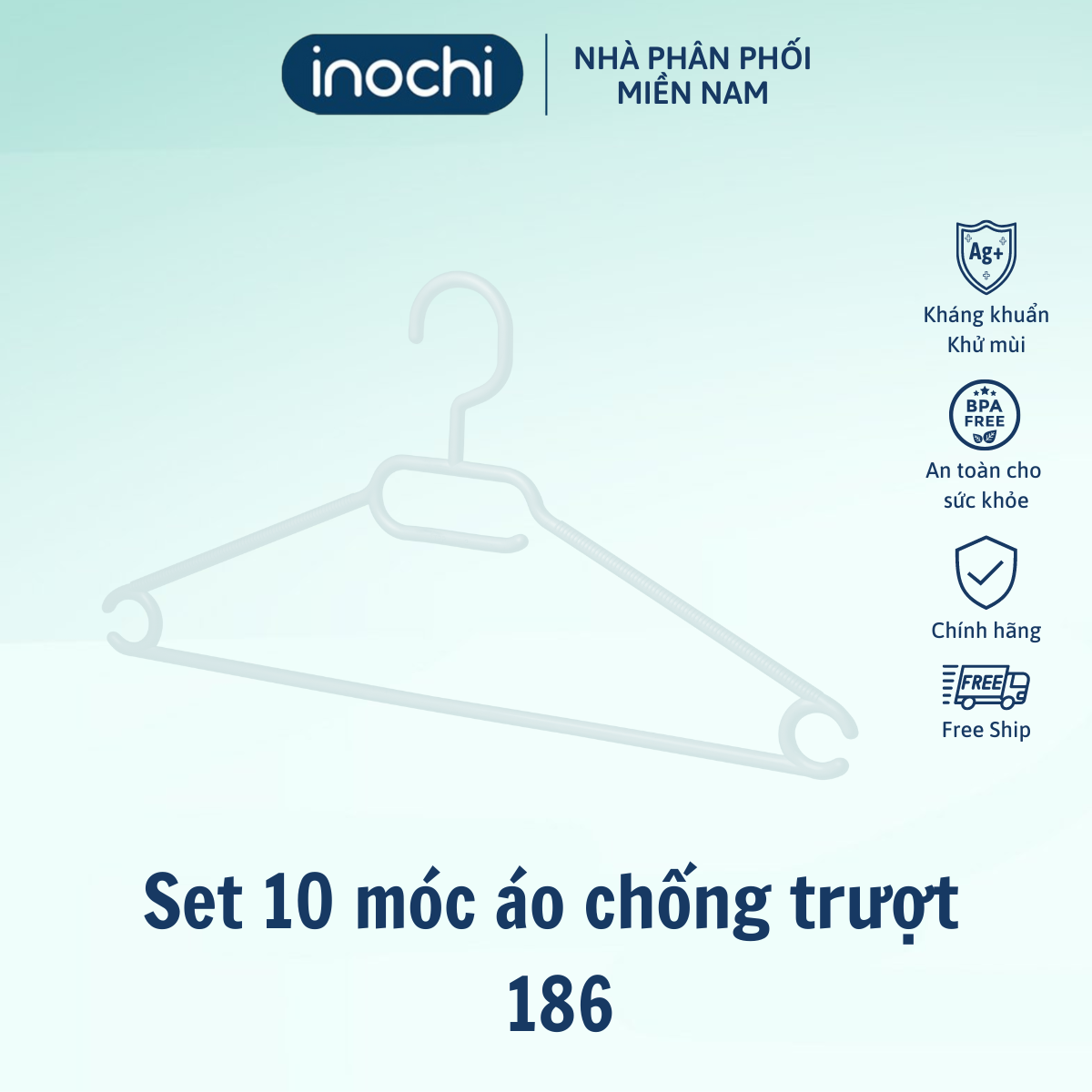 Mô tả Set 10 móc áo inochi GIAO MÀU NGẪU NHIÊN chống giòn gãy, thiết kế đẹp, giữ form quần áo - 4