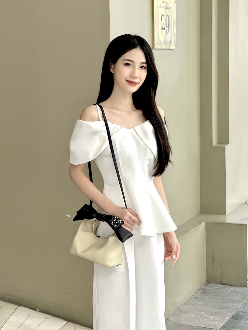 Túi nữ Chow bag Hérisson màu kem + nơ + quai dài | Shopee Việt Nam