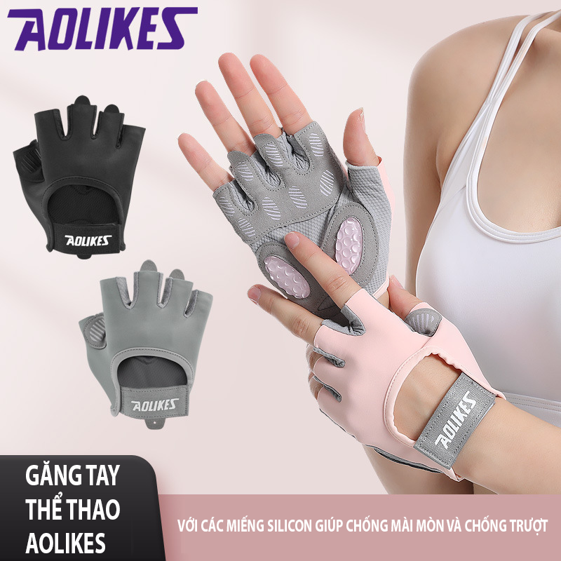 Mô tả Găng Tay Thể Thao  Aolikes Tập Gym Chất Liệu Thoáng Khí Với Miếng Đệm Silicon Chống Trượt - 1