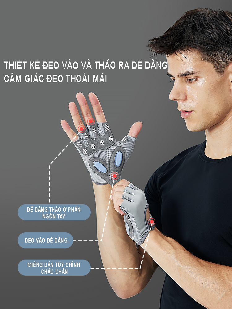 Mô tả Găng Tay Thể Thao  Aolikes Tập Gym Chất Liệu Thoáng Khí Với Miếng Đệm Silicon Chống Trượt - 5