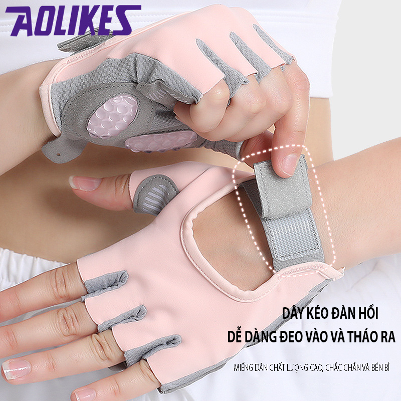 Mô tả Găng Tay Thể Thao  Aolikes Tập Gym Chất Liệu Thoáng Khí Với Miếng Đệm Silicon Chống Trượt - 7
