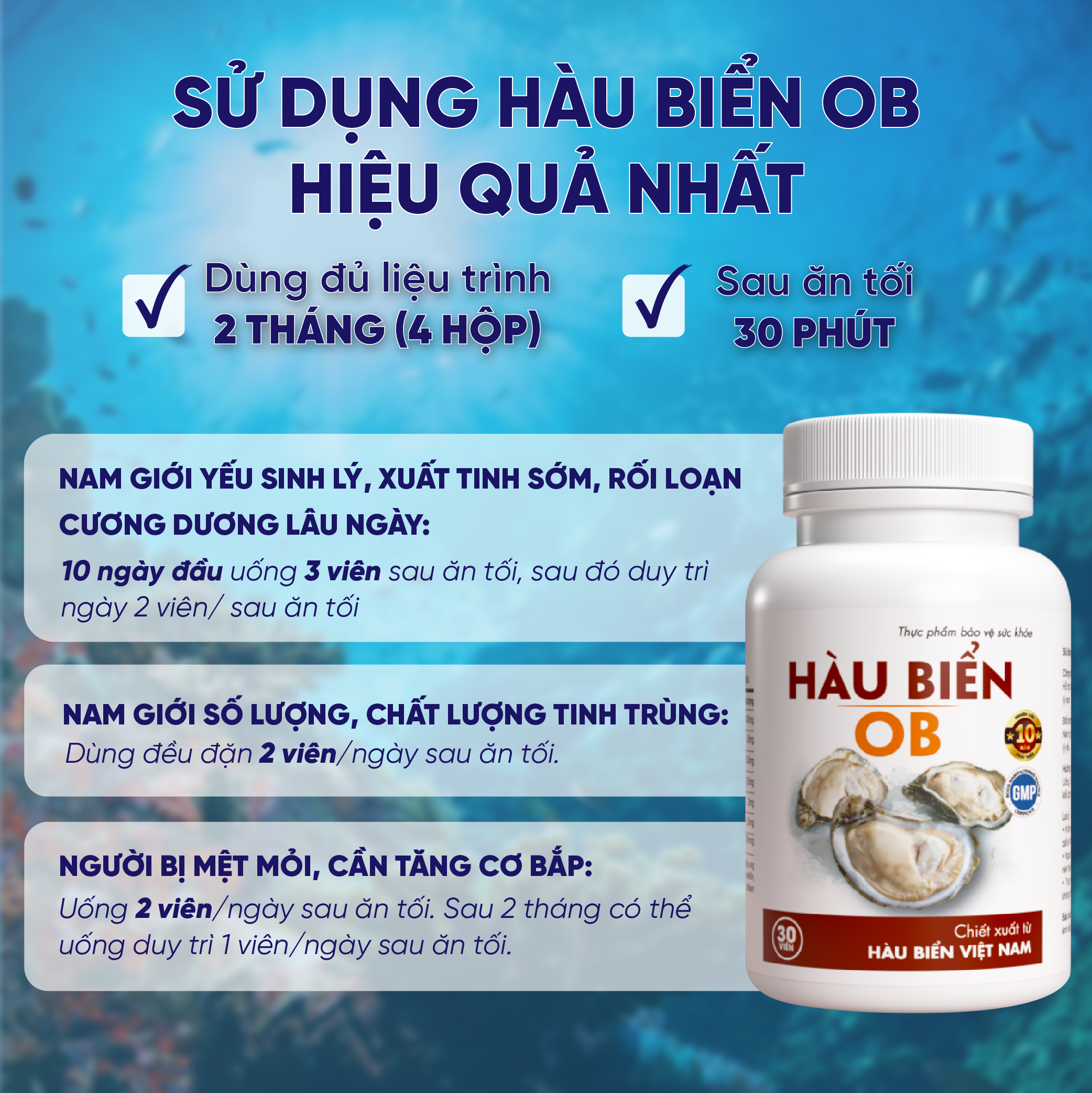 Mô tả Combo 3 Hộp Tinh Chất Hàu OB Tăng Sinh Lý Nam Giới, Chiết Xuất Hàu Oyster (Hộp 30v) - Grow Green AZ - 6