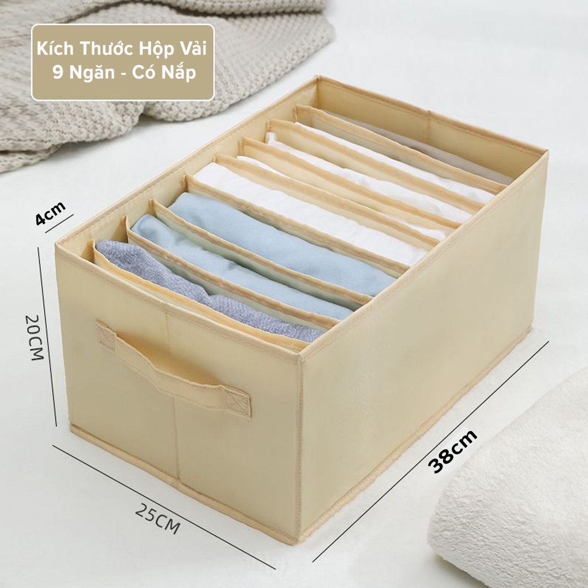 Mô tả Hộp Vải Đựng Đồ 9 Ngăn Có Nắp Có Khóa Đa Năng – Khay Để Quần Áo Tất Đồ Lót Vải Oxford Nhiều Ngăn Chính Hãng Amalife - 2