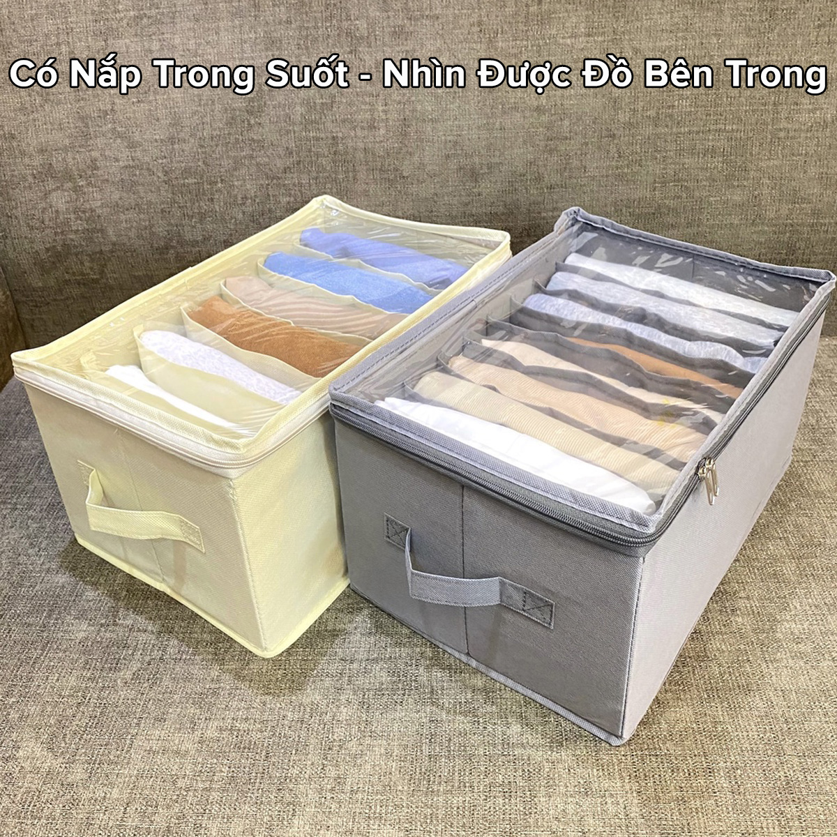 Mô tả Hộp Vải Đựng Đồ 9 Ngăn Có Nắp Có Khóa Đa Năng – Khay Để Quần Áo Tất Đồ Lót Vải Oxford Nhiều Ngăn Chính Hãng Amalife - 3