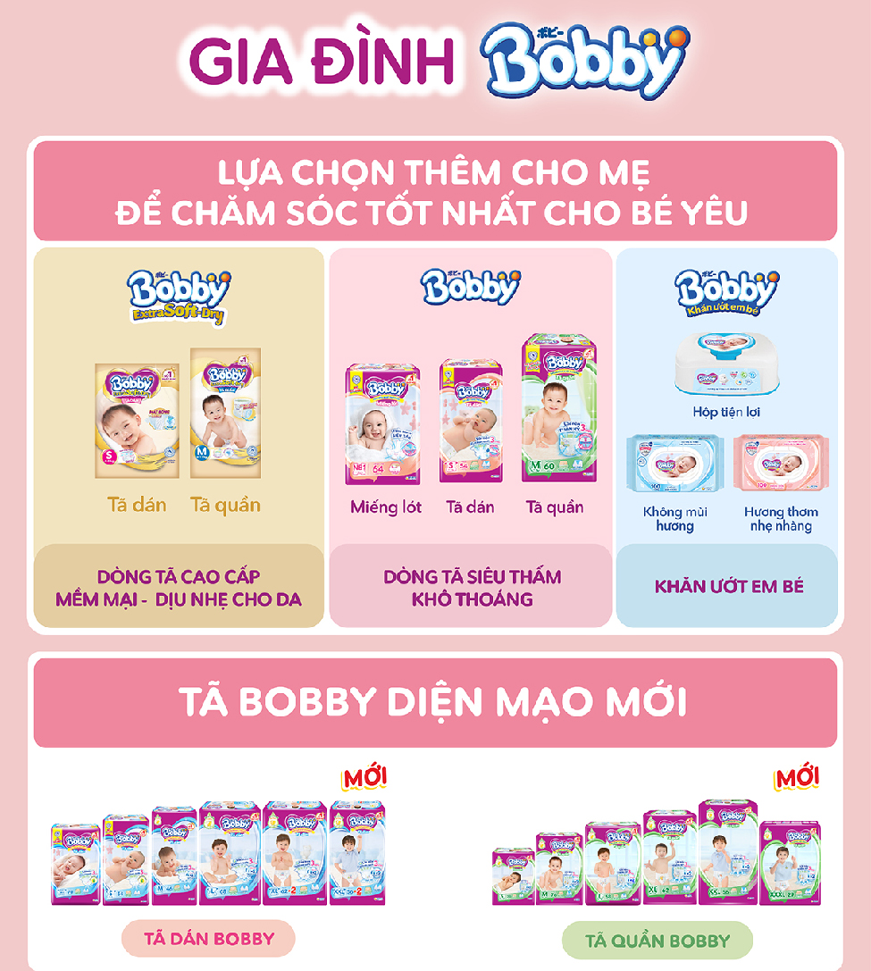 Mô tả Tã dán sơ sinh Bobby NB70/S54/M46 mới- Lõi nén cotton-soft 3mm - 2