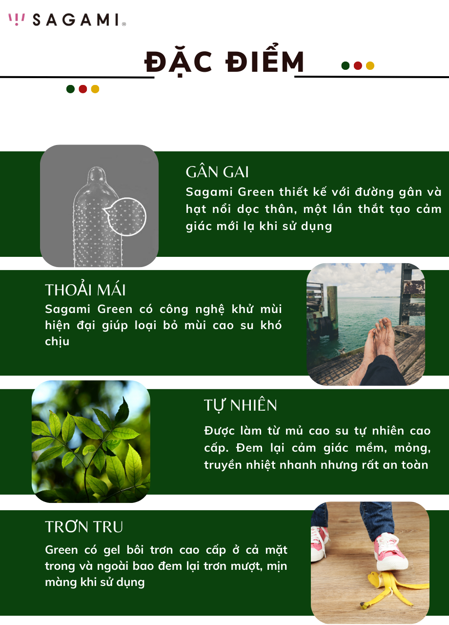 Mô tả Bao cao su Sagami Green gân gai hộp 10 chiếc - 4