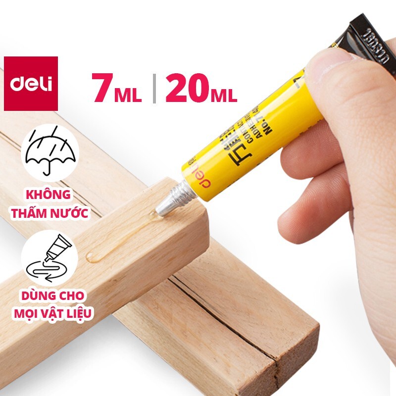 Mô tả Keo Siêu Dính Đa Năng Deli - 7ml/ 20ml - Phù Hợp Sửa Chữa, Ghép Nối - Có Thể Dán Trên Mọi Bề Mặt - 2